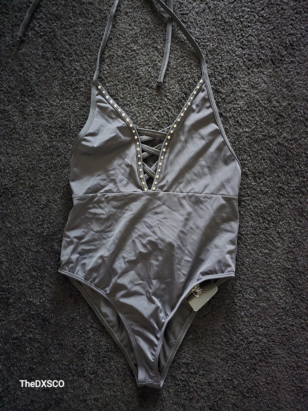 Forplay Studded Lace-Up One-Piece Swimsuit